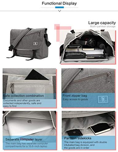 BOLSA DE MENSAJERO PARA MUJERES OIWAS LONA 15.6' PORTÁTIL SATCHEL MALETÍN PARA HOMBRE CROSSBODY - 5