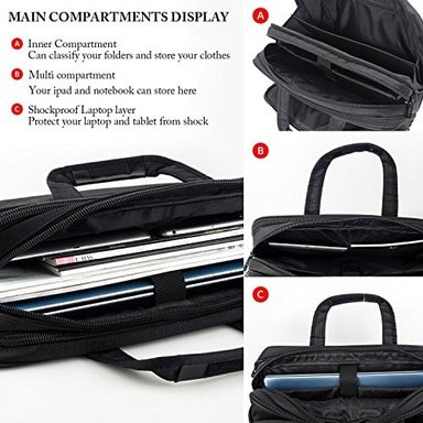 BOLSA DE 17' PARA COMPUTADORA PORTABLE MALETÍN DE VIAJE CON ORGANIZADOR CORREA PARA COLGAR AL HOMBRO EXPANSIBLE - 2