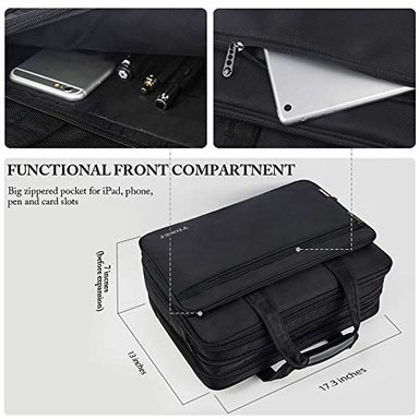 BOLSA DE 17' PARA COMPUTADORA PORTABLE MALETÍN DE VIAJE CON ORGANIZADOR CORREA PARA COLGAR AL HOMBRO EXPANSIBLE - 6