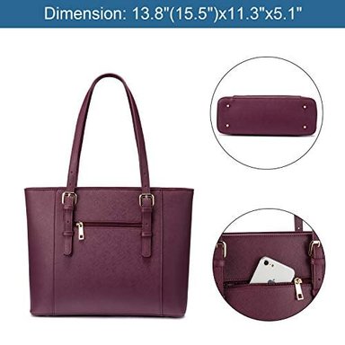 LOVEVOOK - BOLSA PARA LAPTOP PARA MUJER BOLSA GRANDE PARA OFICINA BOLSO MALETÍN PARA LAPTOP DE HASTA 15.6' - 3