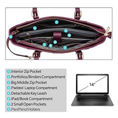 LOVEVOOK - BOLSA PARA LAPTOP PARA MUJER BOLSA GRANDE PARA OFICINA BOLSO MALETÍN PARA LAPTOP DE HASTA 15.6' - 5