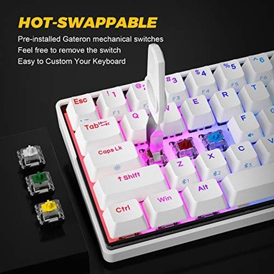 KEMOVE DK61- TECLADO MECÁNICO PARA JUEGOS - INALÁMBRICO/BLUETOOTH 5 CON CABLE. 1 - INTERCAMBIABLE EN CALIENTE - 3