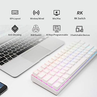 TECLADO MECÁNICO RK ROYAL KLUDGE RK61 RGB INALÁMBRICO/CON CABLE COMPACTO 61 TECLAS BLUETOOTH PEQUEÑO TECLADO - 1