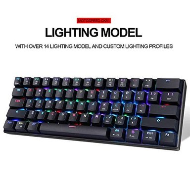 MOTOSPEED CK61 TECLADO MECÁNICO PORTÁTIL 61 TECLAS RGB LED RETROILUMINADO TIPO-C USB CON CABLE DE OFICINA - 2