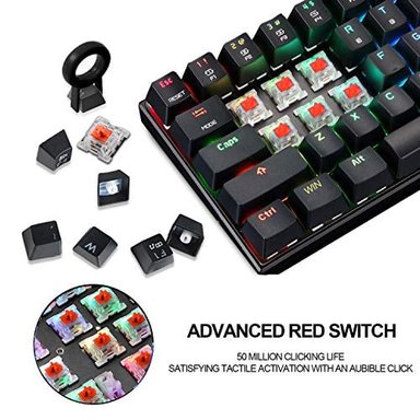 MOTOSPEED CK61 TECLADO MECÁNICO PORTÁTIL 61 TECLAS RGB LED RETROILUMINADO TIPO-C USB CON CABLE DE OFICINA - 3