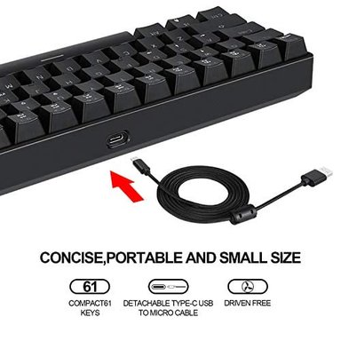 MOTOSPEED CK61 TECLADO MECÁNICO PORTÁTIL 61 TECLAS RGB LED RETROILUMINADO TIPO-C USB CON CABLE DE OFICINA - 4