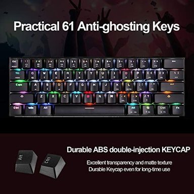 MOTOSPEED CK61 TECLADO MECÁNICO PORTÁTIL 61 TECLAS RGB LED RETROILUMINADO TIPO-C USB CON CABLE DE OFICINA - 5