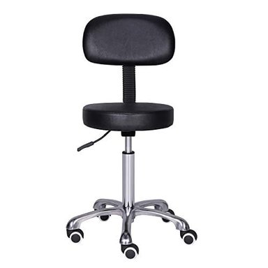 TABURETE GLOBAL SHOPEX GIRATORIO KALEURRIER AJUSTABLE PARA USO EN SALÓN MÉDICO OFICINA Y HOGAR CON RUEDAS Y RESPALDO