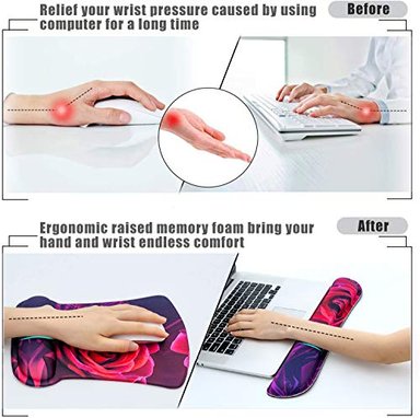 JUEGO DE REPOSAMUÑECAS Y REPOSAMUÑECAS PARA TECLADO ERGONÓMICO DURADERO Y CÓMODO Y LIGERO DE ESPUMA VISCOELÁSTICA - 4