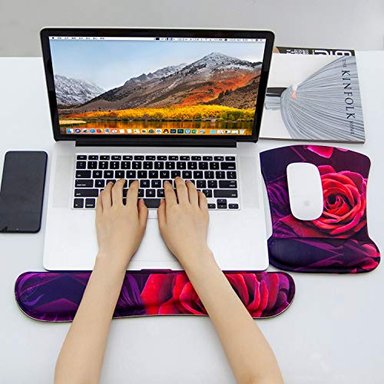 JUEGO DE REPOSAMUÑECAS Y REPOSAMUÑECAS PARA TECLADO ERGONÓMICO DURADERO Y CÓMODO Y LIGERO DE ESPUMA VISCOELÁSTICA - 6