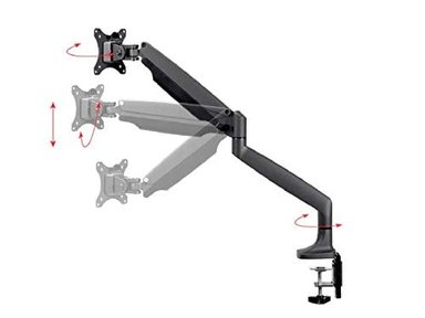 SOPORTE DE ESCRITORIO MONOPRICE AJUSTABLE CON RESORTE DE GAS LISO - NEGRO SOPORTA MONITORES HASTA 34'