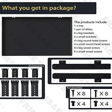 FRMSAET - BANDEJA PARA TECLADO PARA DEBAJO DEL ESCRITORIO MATERIAL DE METAL RESISTENTE DE 20.0IN ORGANIZADOR DE CAJONES - 2