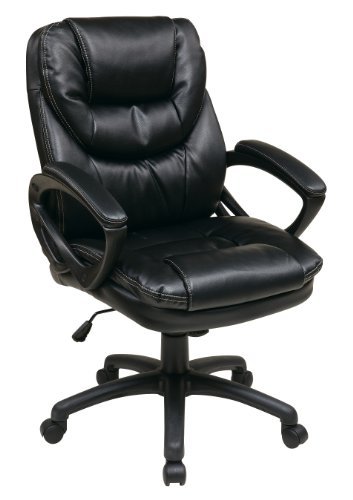 SILLA DE PIEL SINTÉTICA CON BRAZOS ACOLCHADA CUERO FALSO NYLON OFFICE STAR DELUXE SOBREMEDIDA NEGRO