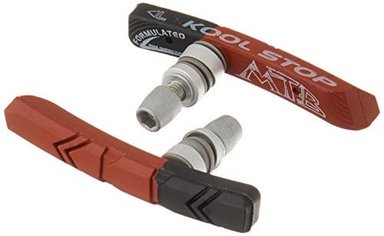 PATINES DE FRENO CON ROSCA PARA BICICLETAS DE MONTAÑA MARCA KOOL-STOP 2 UNIDADES PARA FRENOS CON CABLES NEGRO Y SALMÓN