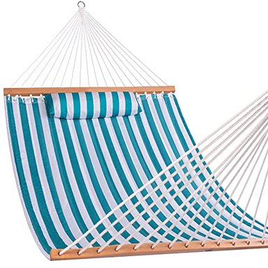 HAMACA DOBLE DE TELA ACOLCHADA LAZY DAZE DE 11.5FT CON BARRAS SEPARADORAS Y ALMOHADA DESMONTABLE HAMACA PARA 2 PERSONAS
