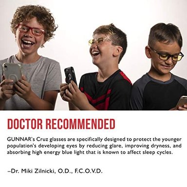 LENTES ÓPTICOS GUNNAR ORDENADOR NIÑOS BLOQUEO DE LUZ AZUL KIDS CRUZ / ONYX DE 35% - 6