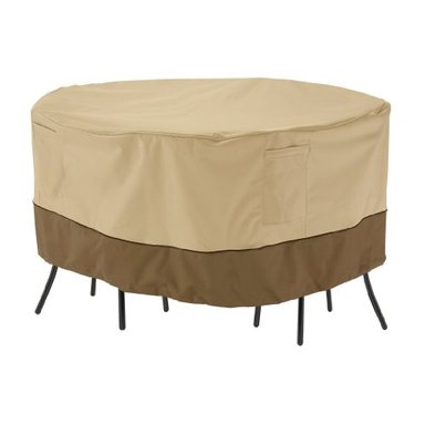 FUNDAS PARA JUEGO DE MESA REDONDA Y SILLA CLASSIC ACCESSORIES 71962 VERANDA 52'  RESISTENTE AL AGUA COLOR GUIJARRO
