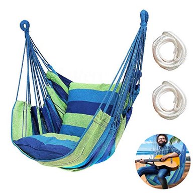 SILLA HAMACA HATISAN MULTICOLOR COLGANTE CON CUERDA PARA INTERIOR AL AIRE LIBRE TEJIDO DE ALGODÓN RESISTENTE MÁXIMO 300 LIBRAS