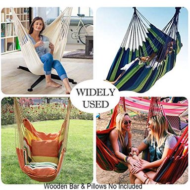 SILLA HAMACA HATISAN MULTICOLOR COLGANTE CON CUERDA PARA INTERIOR AL AIRE LIBRE TEJIDO DE ALGODÓN RESISTENTE MÁXIMO 300 LIBRAS - 3