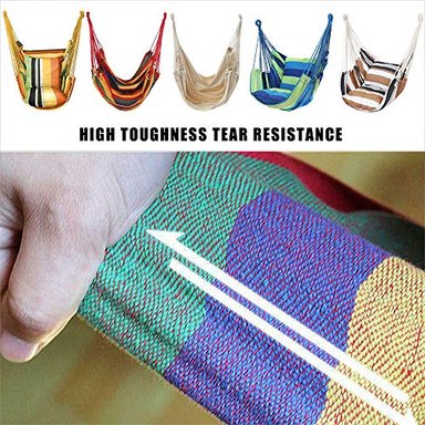 SILLA HAMACA HATISAN MULTICOLOR COLGANTE CON CUERDA PARA INTERIOR AL AIRE LIBRE TEJIDO DE ALGODÓN RESISTENTE MÁXIMO 300 LIBRAS - 4