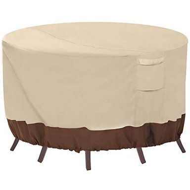 CUBIERTAS REDONDAS PARA MUEBLES DE PATIO VAILGE IMPERMEABLES BEIGE MARRÓN