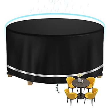 FUNDA GLOBAL SHOPEX NEGRO CUBIERTA REDONDA MESA PATIO IMPERMEABLE 50.3' DIAX27.9 H 600D RESISTENTE TELA OXFORD EXTERIORES