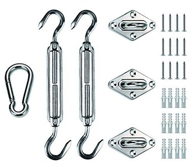 KIT GLOBAL SHOPEX ACCESORIOS PARA TOLDO TRIANGULAR LOVE STORY RESISTENTE DE 8' 316 DE ACERO INOXIDABLE PARA CUBIERTA JARDÍN