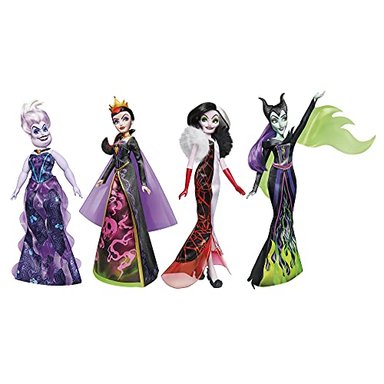 DISNEY VILLAINS BLACK AND BRIGHTS COLLECTION MUÑECA DE MODA PAQUETE DE 4 JUGUETE DE VILLANOS DE DISNEY PARA NIÑOS DE 5 AÑOS