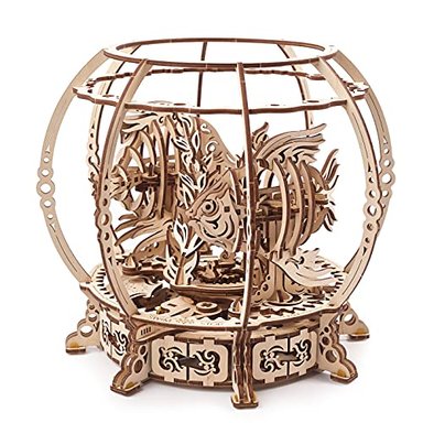 UGEARS ROMPECABEZAS 3D PARA ACUARIO MECÁNICO ROMPECABEZAS CREATIVOS DE MADERA 3D PARA ADULTOS IMPULSADOS POR UN RESORTE