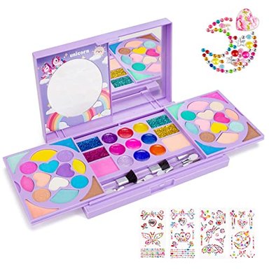 TOMONS KIDS KIT DE MAQUILLAJE LAVABLE PLEGABLE PALETA DE MAQUILLAJE CON ESPEJO REGALO DE MAQUILLAJE PARA NIÑAS PRUEBA