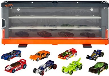 VITRINA INTERACTIVA HOT WHEELS CON 8 RUEDAS CALIENTES A ESCALA 1:64 ALMACENAMIENTO PARA 12 COCHES