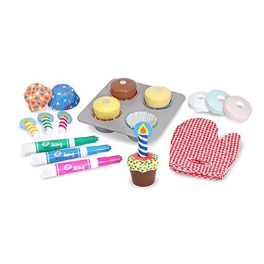 JUGUETE MELISSA Y DOUG DE ELEMENTOS DE MADERA PARA HORNEAR Y DECORAR CUPCAKES