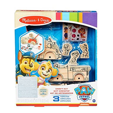 MELISSA Y DOUG KIT DE MANUALIDADES DE MADERA DE LA PATRULLA CANINA 3 DECORA TUS PROPIOS VEHÍCULOS 3 FIGURAS DE JUEGO