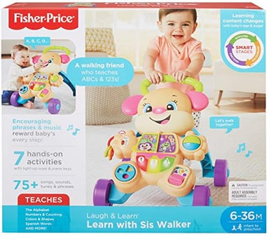FISHER PRICE LAUGH Y LEARN SMART STAGES APRENDE CON SIS WALKER JUGUETE MUSICAL PARA CAMINAR PARA BEBÉS Y NIÑOS PEQUEÑOS - 6