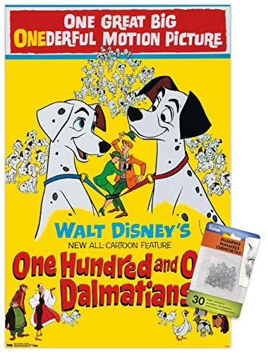PÓSTER DE PARED DISNEY 101 DÁLMATAS CON PASADORES DE EMPUJE