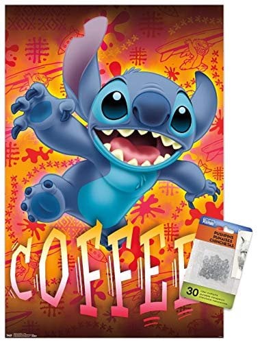 PÓSTER DE PARED DISNEY LILO AND STITCH DE CAFÉ CON PASADORES