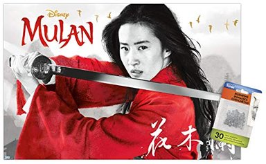 POSTER DE PARED TRENDS INTERNATIONAL CON ESPADA DE MULAN DE DISNEY CON PINES DE PRESIÓN