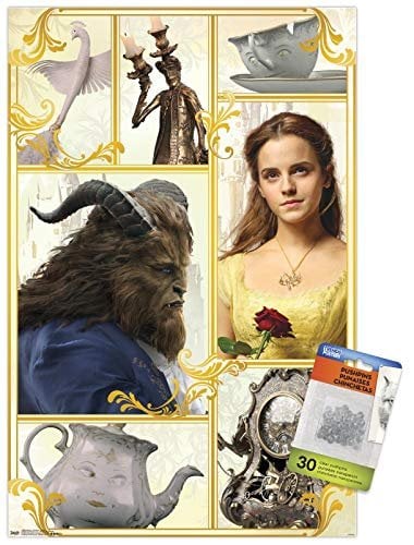 PÓSTER DE PARED DISNEY BEAUTY AND THE BEAST CON CHINCHETAS