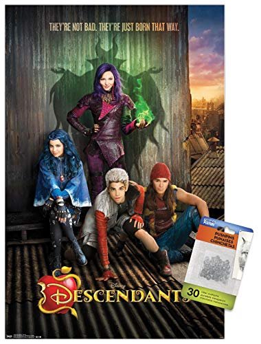 PÓSTER DE PARED DISNEY DESCENDANTS CON BOTONES