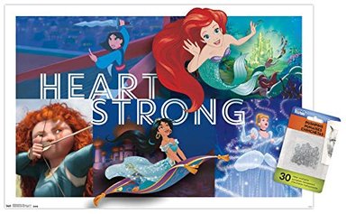 PÓSTER DE PARED DISNEY PRINCESS CON DISEÑO DE CORAZÓN