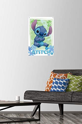 PÓSTER DE PARED DISNEY LILO AND STITCH CON DISEÑO DE FLORES - 2