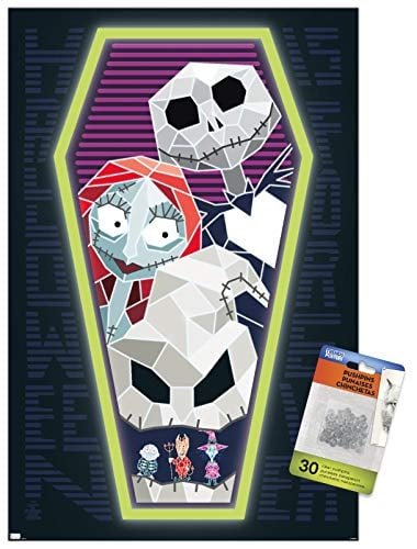 PÓSTER DE PARED DISNEY NIGHTMARE BEFORE CHRISTMAS DE ATAÚD CON PASADORES