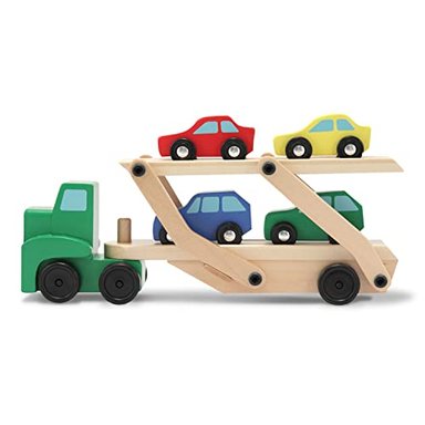 MELISSA Y DOUG CAMIÓN REMOLCADOR DE AUTOS Y AUTOS DE MADERA DE JUGUETE SET CON 1CAMIÓN Y 4 AUTOS ESTÁNDAR ROJO