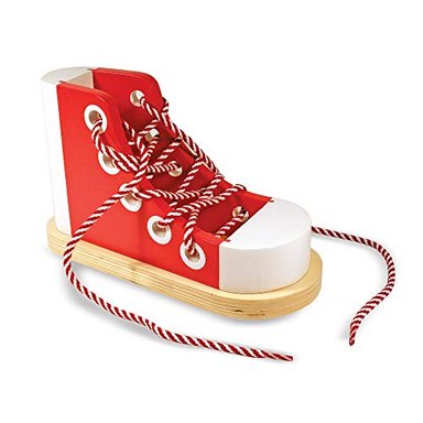 JUGUETE MELISSA Y DOUG ZAPATILLAS DE MADERA CON CORDONES DE LUJO ESTÁNDAR TALLA ÚNICA ROJO