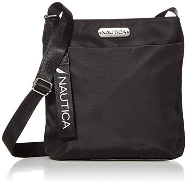 BOLSO NAUTICA NEGRO PEQUEÑO DIVER DE NAILON MUJER CON CORREA DE HOMBRO AJUSTABLE