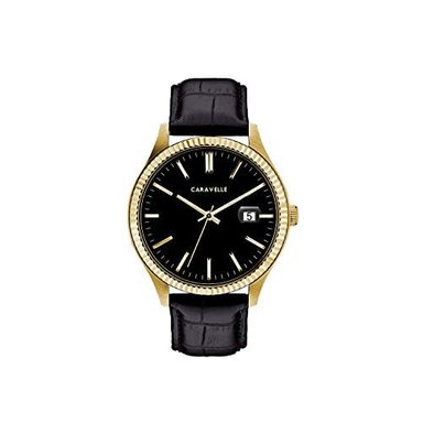 RELOJ BULOVA HOMBRE 44B118 CARAVELLE DRESS CORREA PIEL NEGRA DORADO ACERO INOXIDABLE CUARZO