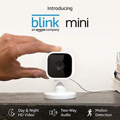 CÁMARA DE SEGURIDAD INTELIGENTE BLINK MINI -COMPACTA CONECTABLE PARA INTERIORES CON VIDEO DE ALTA DEFINICIÓN 1080