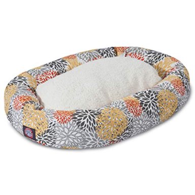 CAMA MASCOTAS REDONDA BAGEL PRODUCTOS CITRUS BLOOMS SHERPA 40 AMARILLO MAJESTIC PET