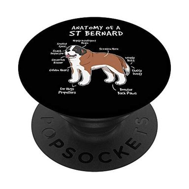 ANATOMY OF A ST. BERNARD DOG DIVERTIDO CACHORRO MASCOTA POPSOCKETS AGARRE Y SOPORTE PARA TELÉFONOS Y TABLETAS NEGRO