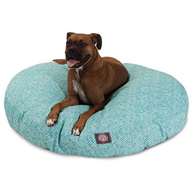 CAMA AL AIRE ÚLTIMA INTERVENSIÓN NAVY NAVAJO RONDA PET BED L VERDE AZULADO MAJESTIC PET